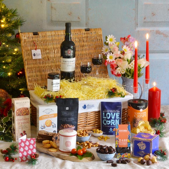 Luxury Christmas Port and Stilton Gift Basket
